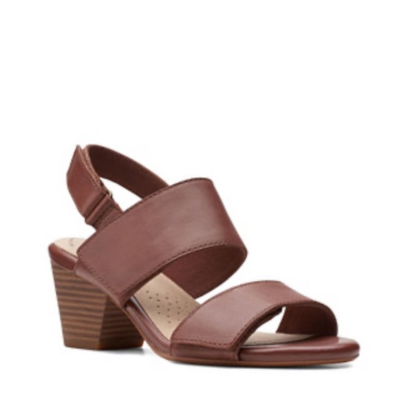 Clarks Women's Lorene Bright Brown Leather Block Heel Ankle strap Sandals 7.5 - Picture 4 of 12